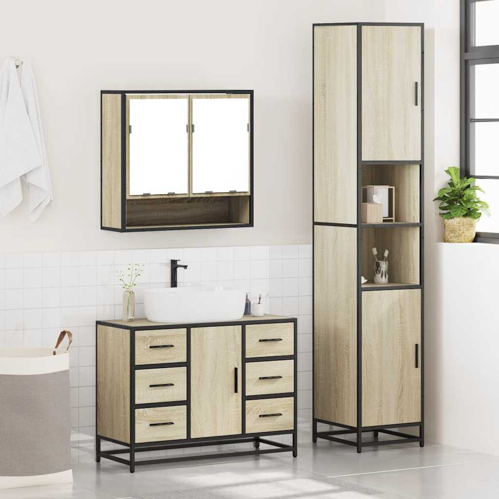 Ensemble de meubles de salle de bain 3 pcs chêne sonoma