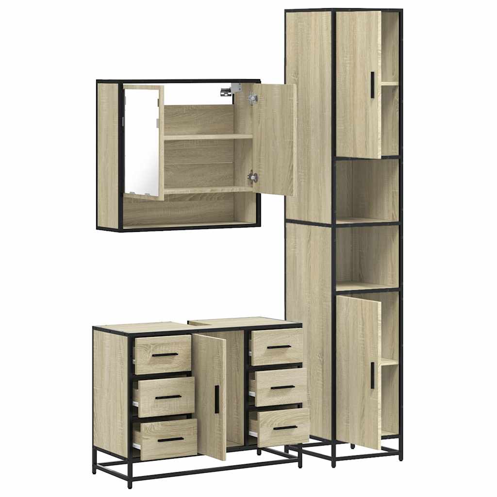 Ensemble de meubles de salle de bain 3 pcs chêne sonoma