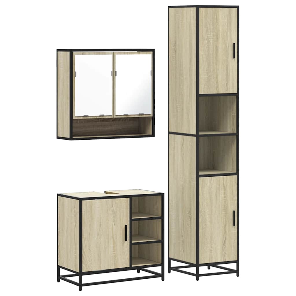 Ensemble de meubles de salle de bain 3 pcs chêne sonoma