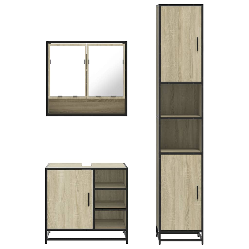 Ensemble de meubles de salle de bain 3 pcs chêne sonoma