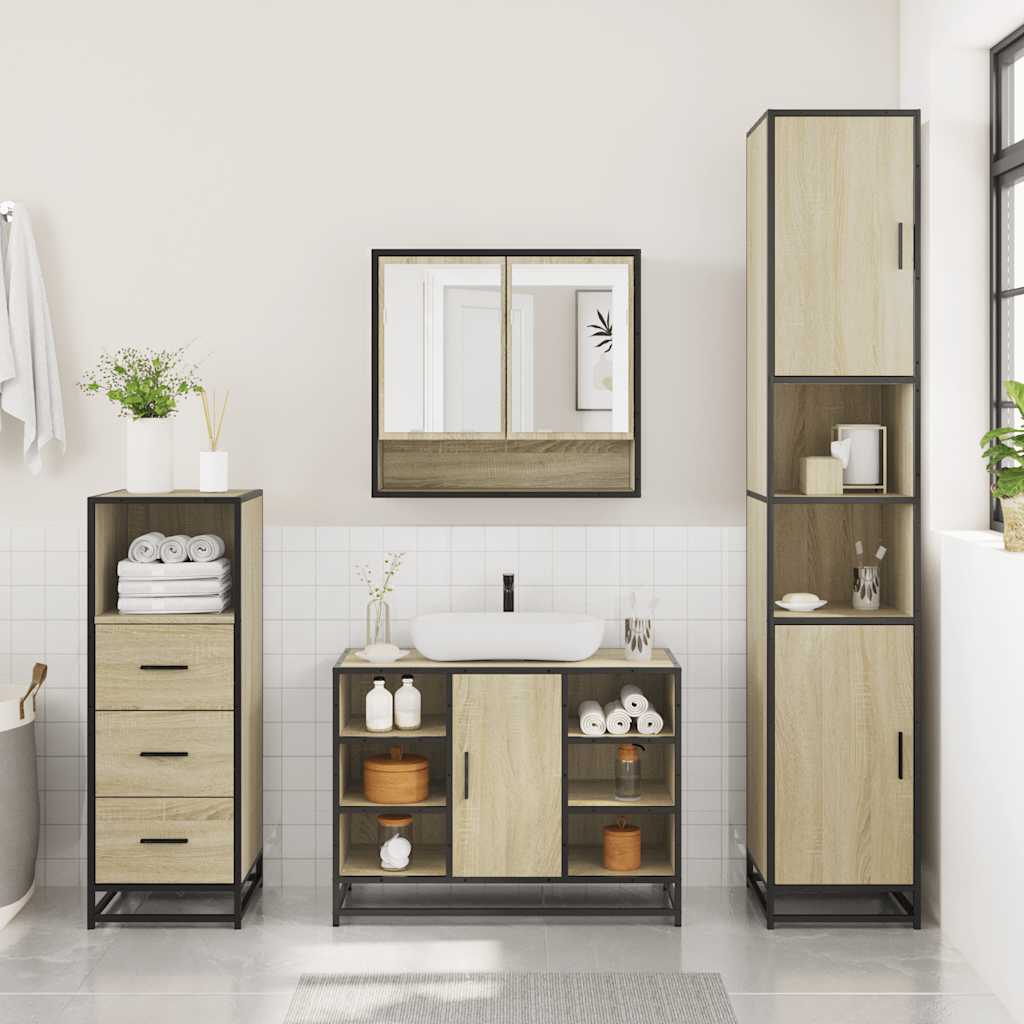 Ensemble de meubles de salle de bain 3 pcs chêne sonoma