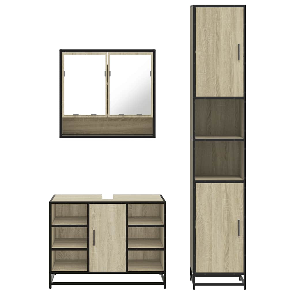 Ensemble de meubles de salle de bain 3 pcs chêne sonoma