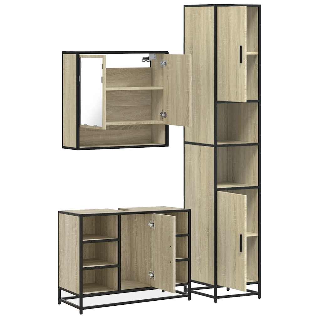 Ensemble de meubles de salle de bain 3 pcs chêne sonoma