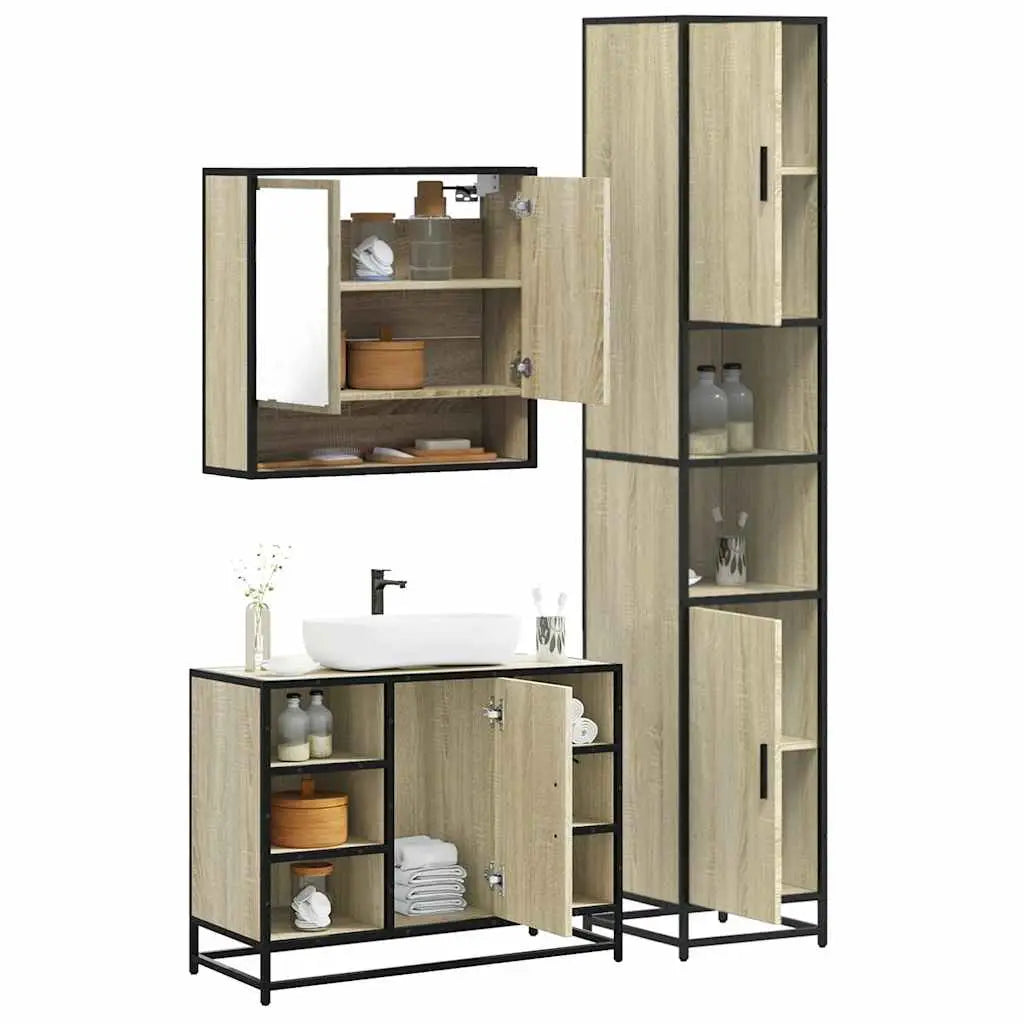 Ensemble de meubles de salle de bain 3 pcs chêne sonoma - XIOS