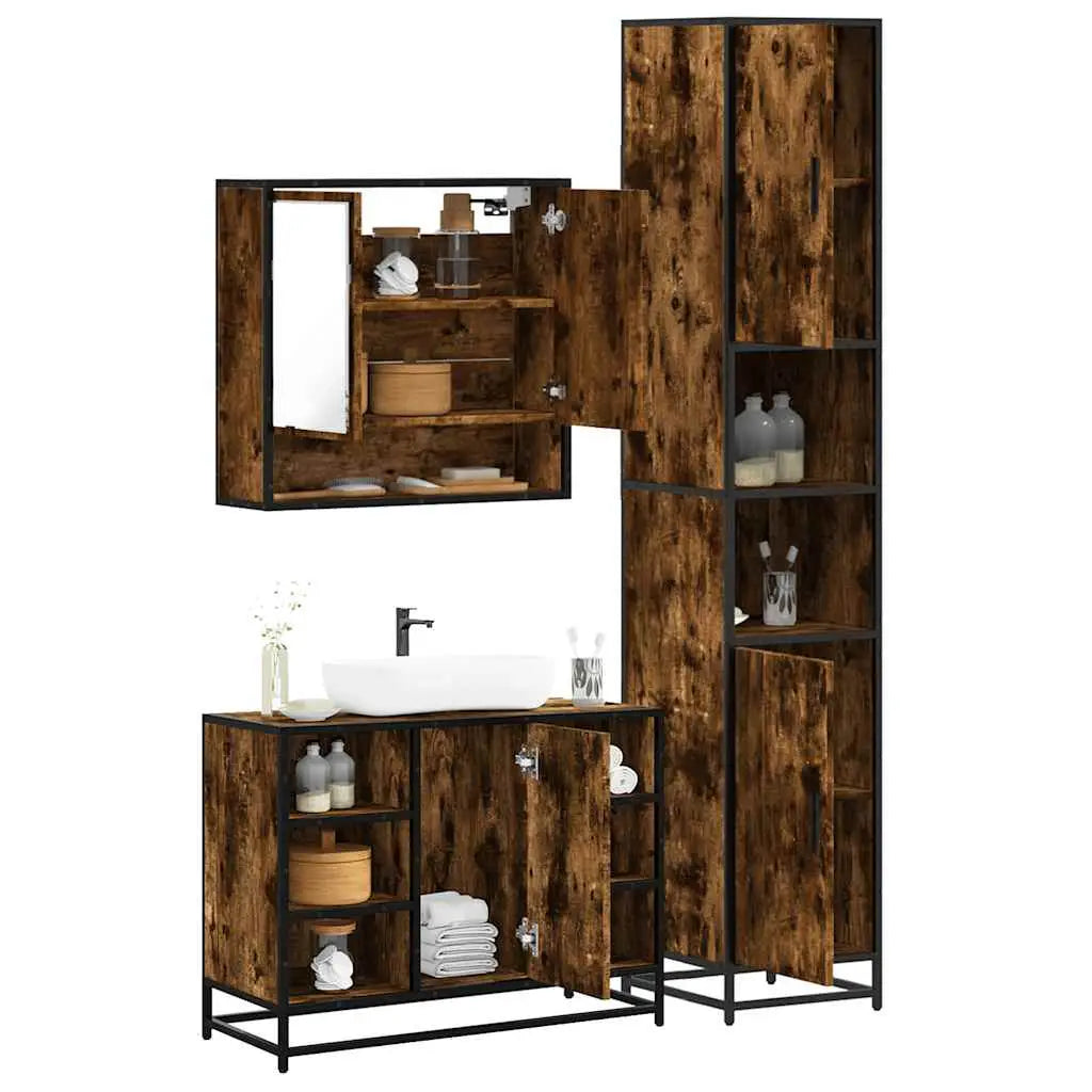 Ensemble de meubles de salle de bain 3 pcs Chêne fumé - XIOS