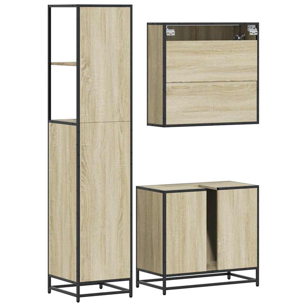 Ensemble de meubles de salle de bain 3 pcs chêne sonoma
