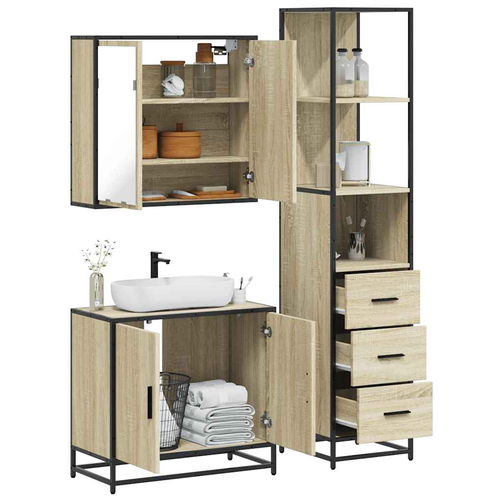 Ensemble de meubles de salle de bain 3 pcs chêne sonoma