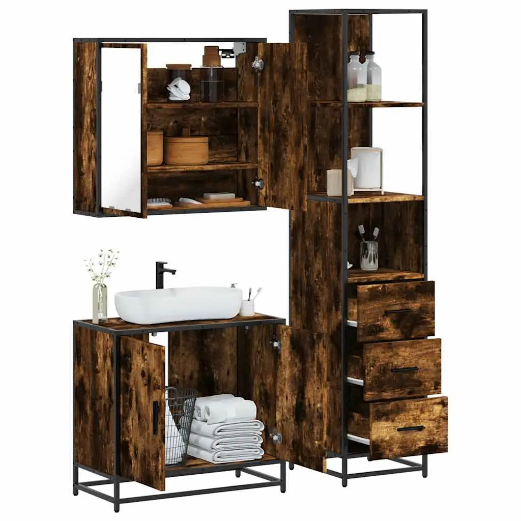 Ensemble de meubles de salle de bain 3 pcs Chêne fumé - XIOS