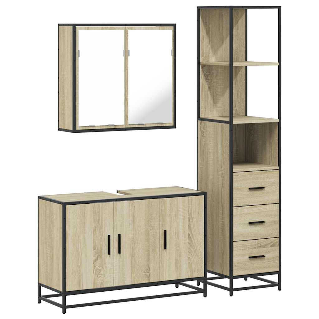 Ensemble de meubles de salle de bain 3 pcs chêne sonoma