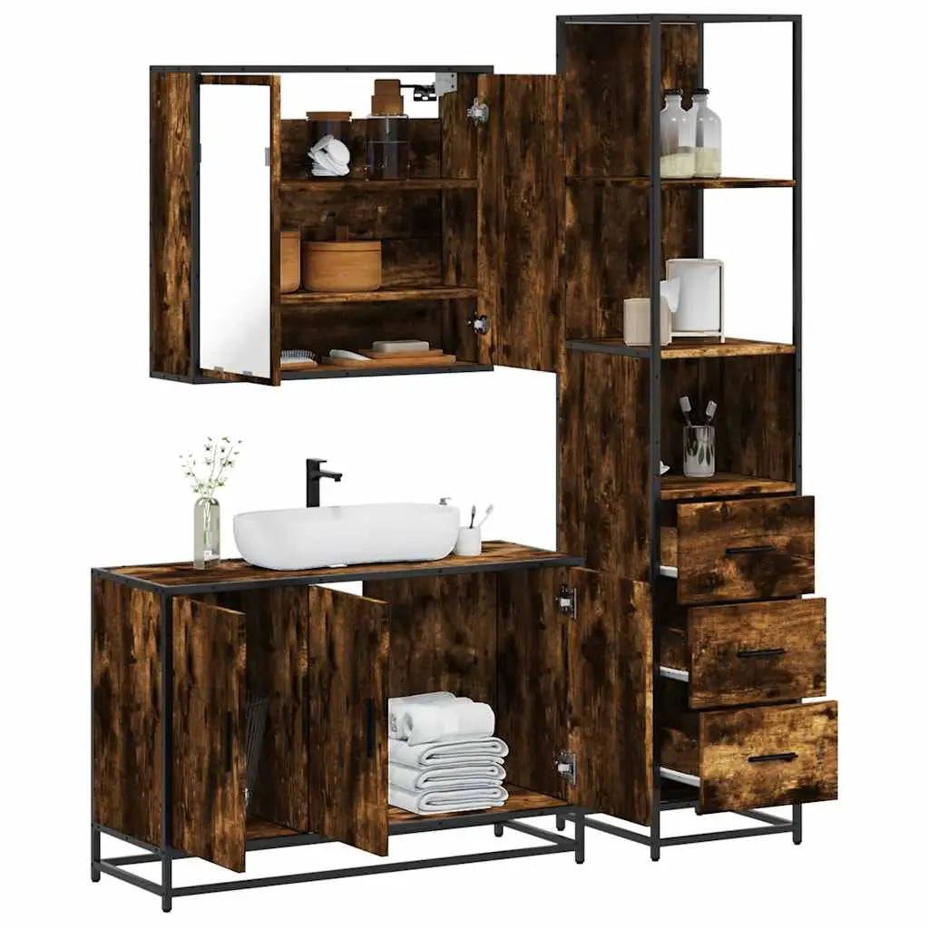 Ensemble de meubles de salle de bain 3 pcs Chêne fumé - XIOS