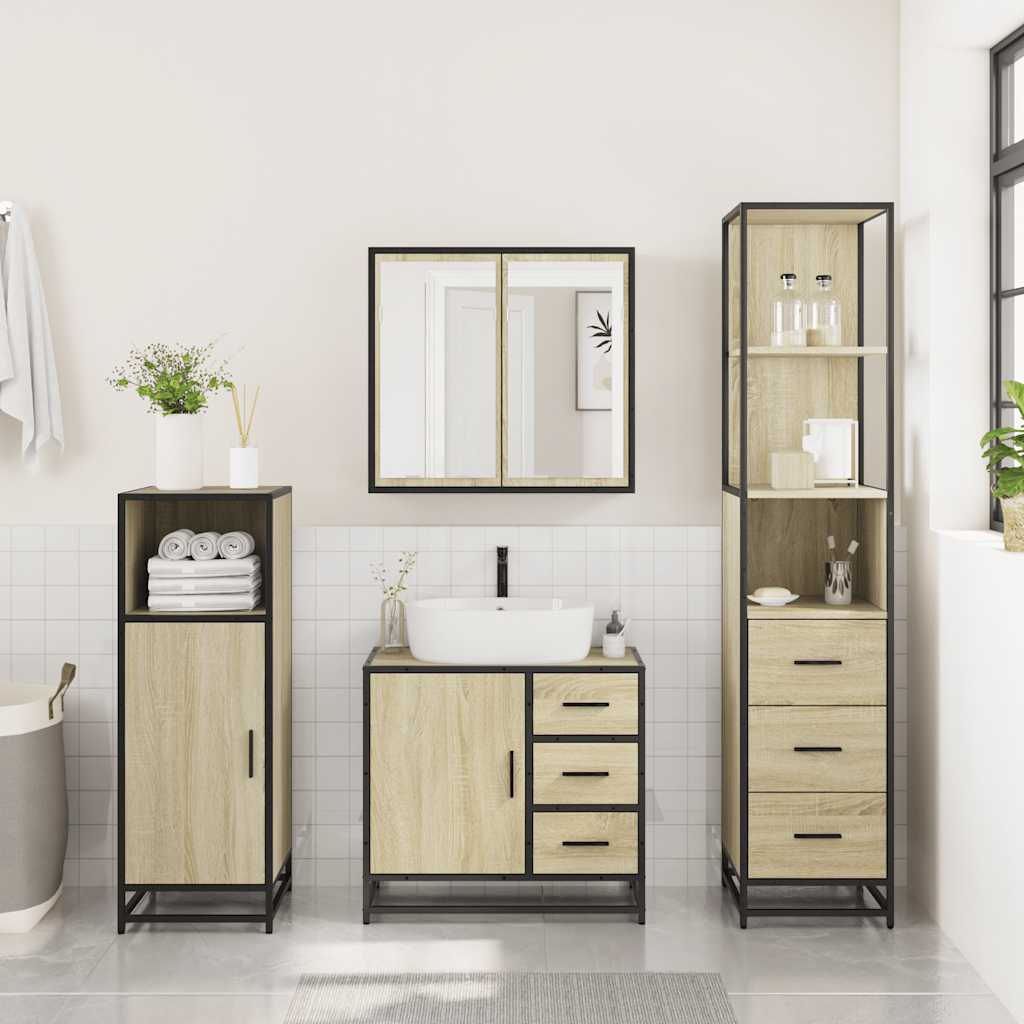 Ensemble de meubles de salle de bain 3 pcs chêne sonoma