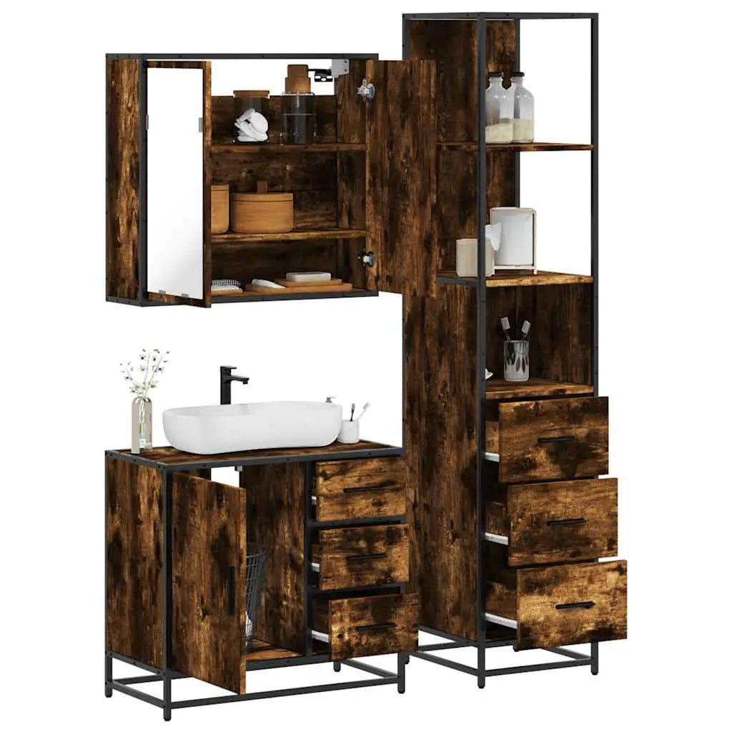 Ensemble de meubles de salle de bain 3 pcs Chêne fumé - XIOS