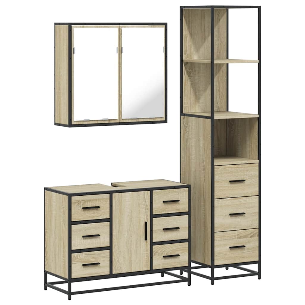 Ensemble de meubles de salle de bain 3 pcs chêne sonoma