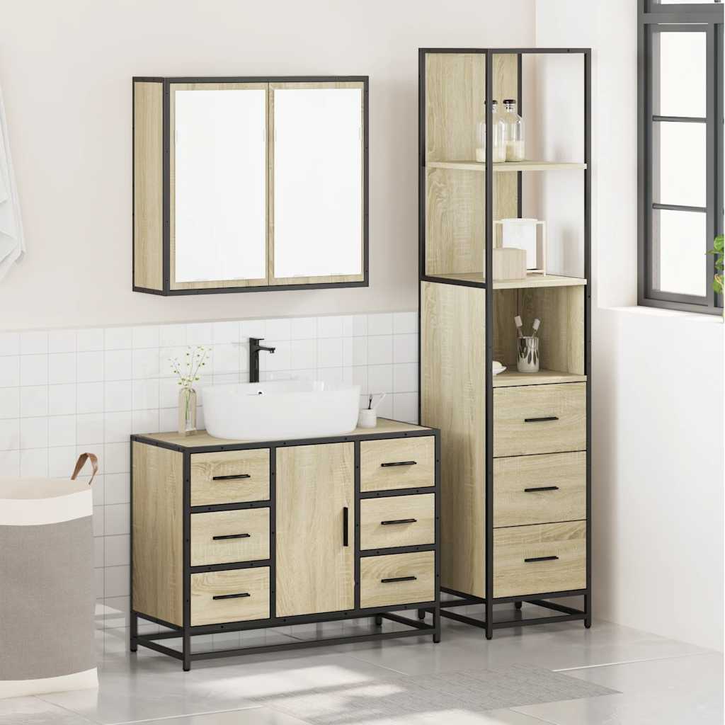 Ensemble de meubles de salle de bain 3 pcs chêne sonoma