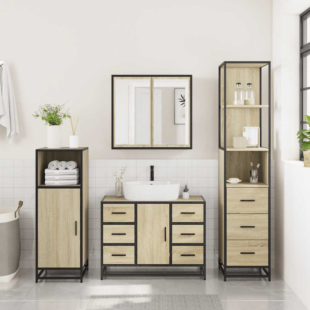 Ensemble de meubles de salle de bain 3 pcs chêne sonoma