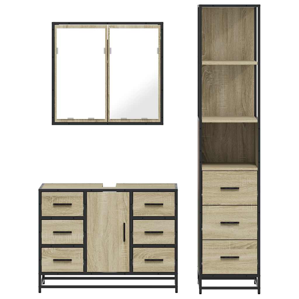 Ensemble de meubles de salle de bain 3 pcs chêne sonoma