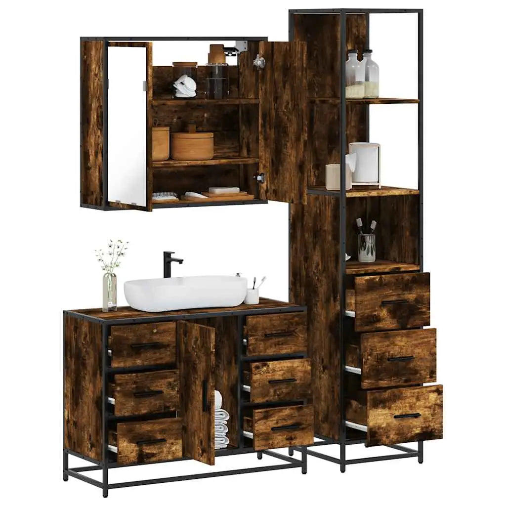 Ensemble de meubles de salle de bain 3 pcs Chêne fumé - XIOS