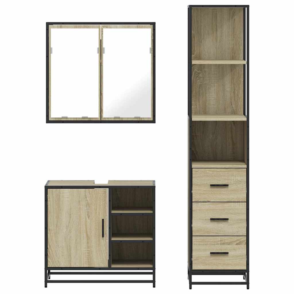 Ensemble de meubles de salle de bain 3 pcs chêne sonoma