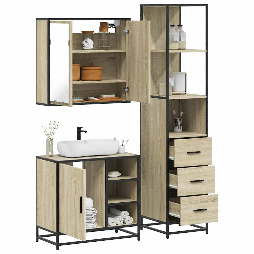 Ensemble de meubles de salle de bain 3 pcs chêne sonoma - XIOS