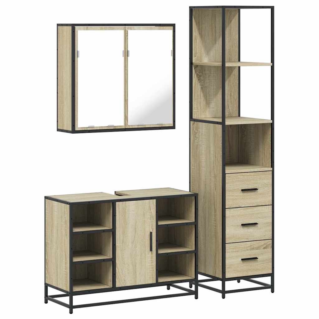Ensemble de meubles de salle de bain 3 pcs chêne sonoma