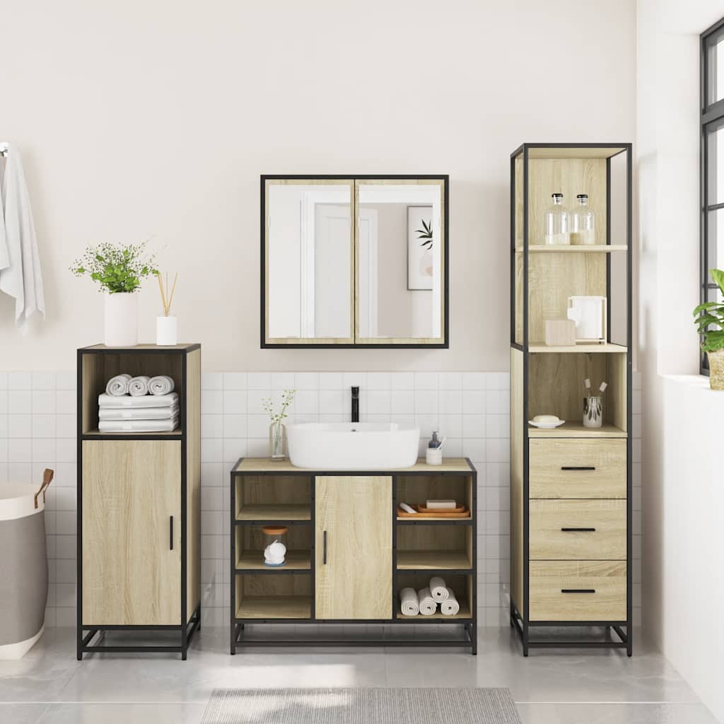 Ensemble de meubles de salle de bain 3 pcs chêne sonoma