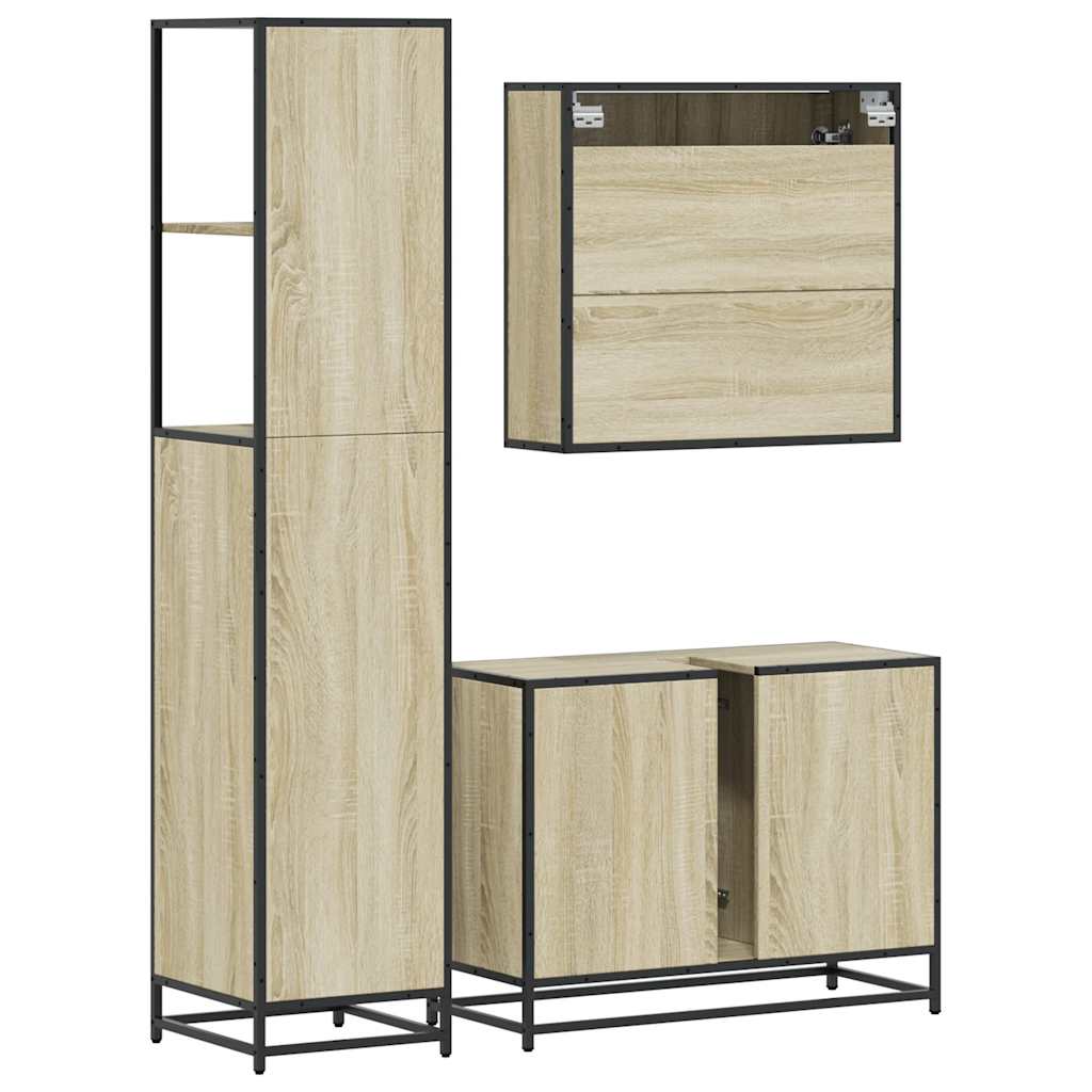 Ensemble de meubles de salle de bain 3 pcs chêne sonoma