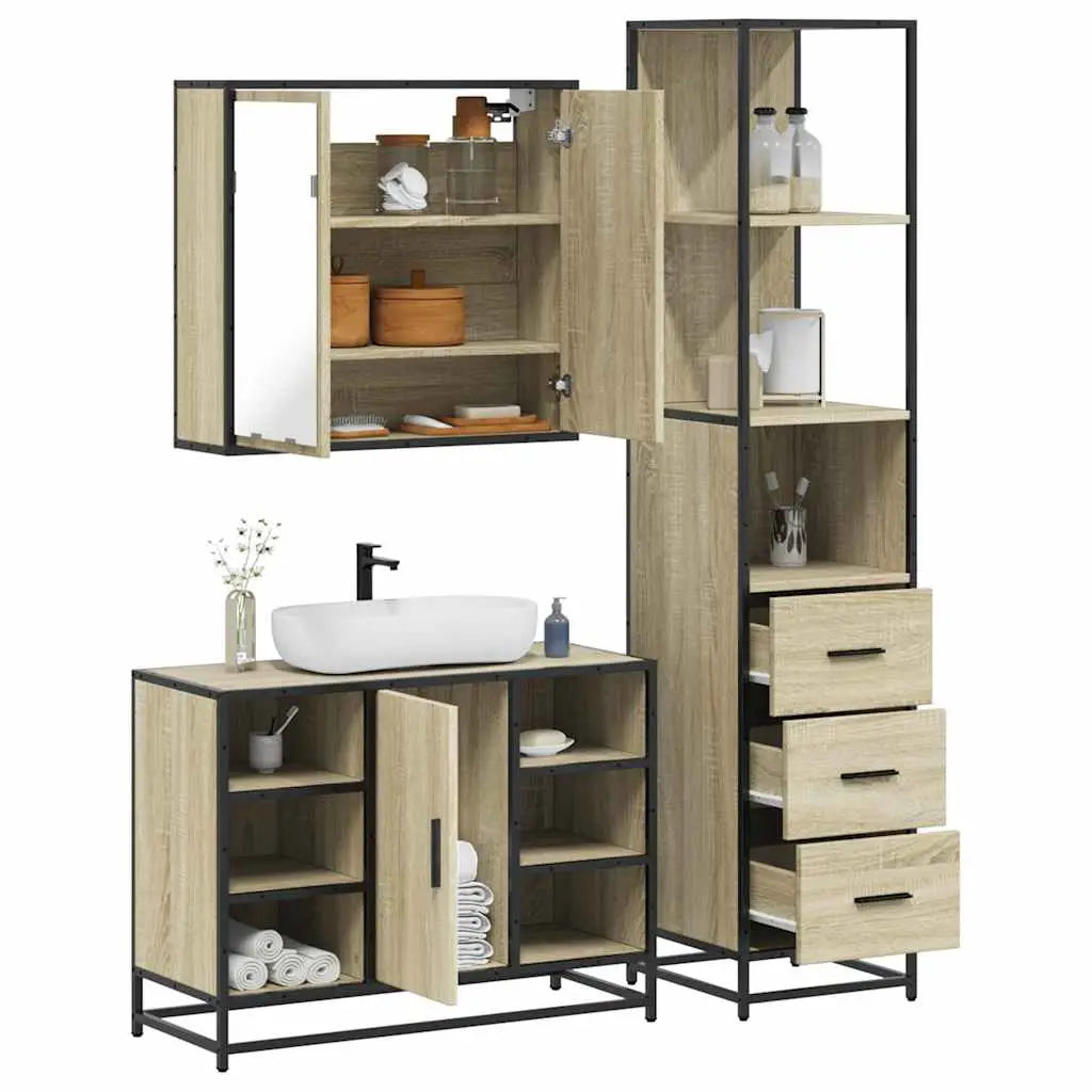 Ensemble de meubles de salle de bain 3 pcs chêne sonoma - XIOS