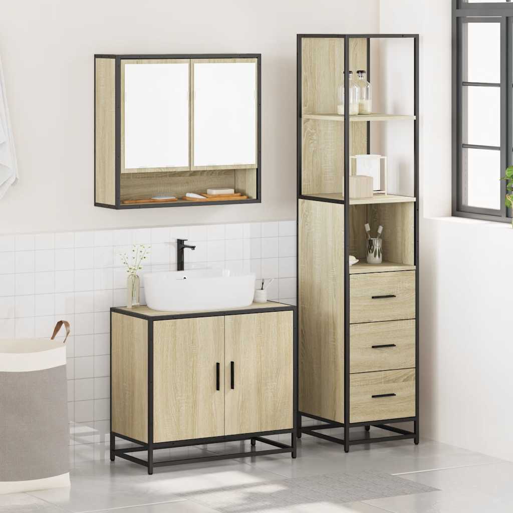 Ensemble de meubles de salle de bain 3 pcs chêne sonoma