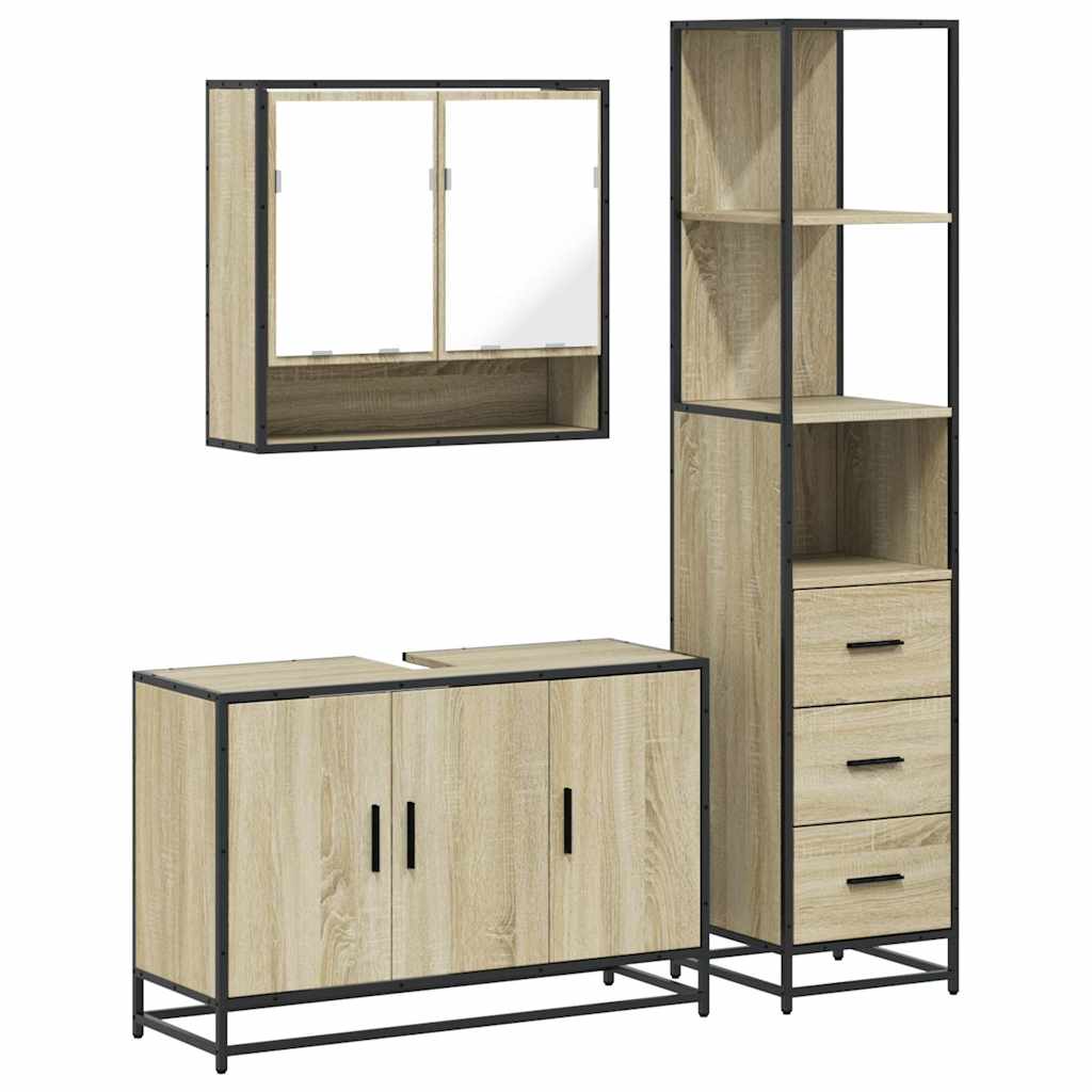 Ensemble de meubles de salle de bain 3 pcs chêne sonoma