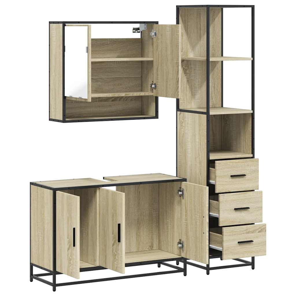 Ensemble de meubles de salle de bain 3 pcs chêne sonoma