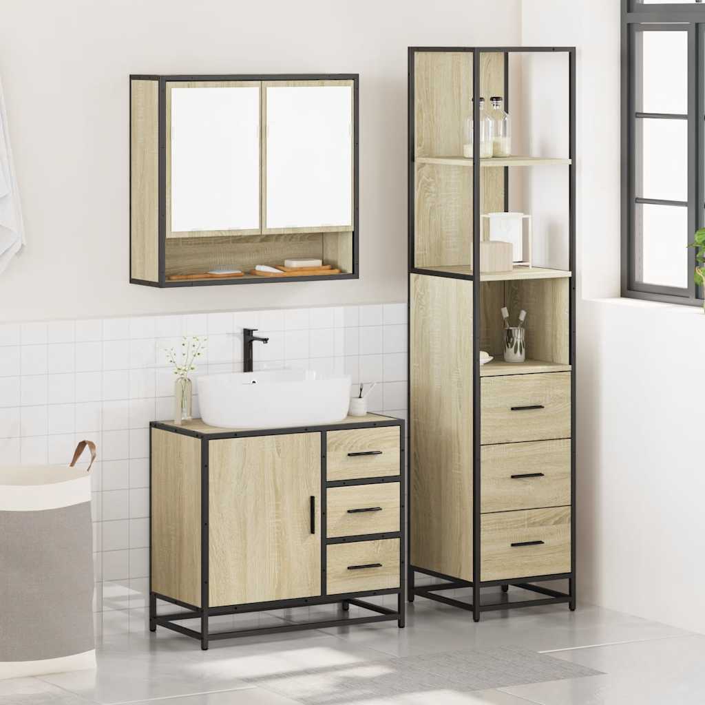 Ensemble de meubles de salle de bain 3 pcs chêne sonoma