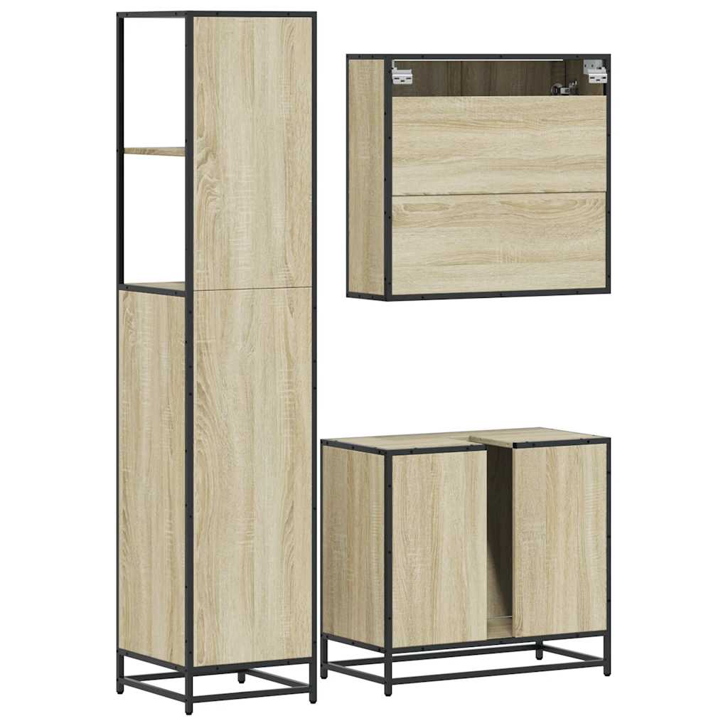 Ensemble de meubles de salle de bain 3 pcs chêne sonoma
