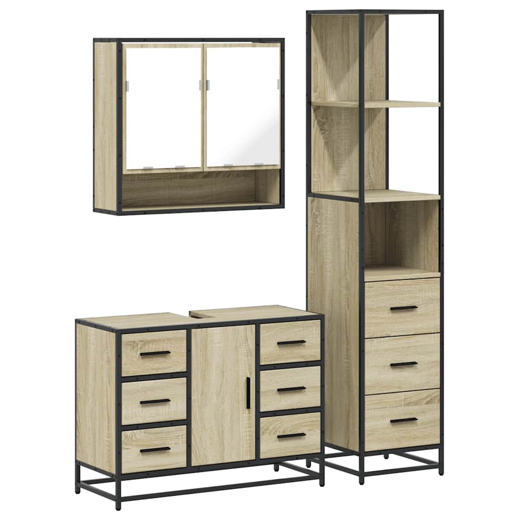 Ensemble de meubles de salle de bain 3 pcs chêne sonoma