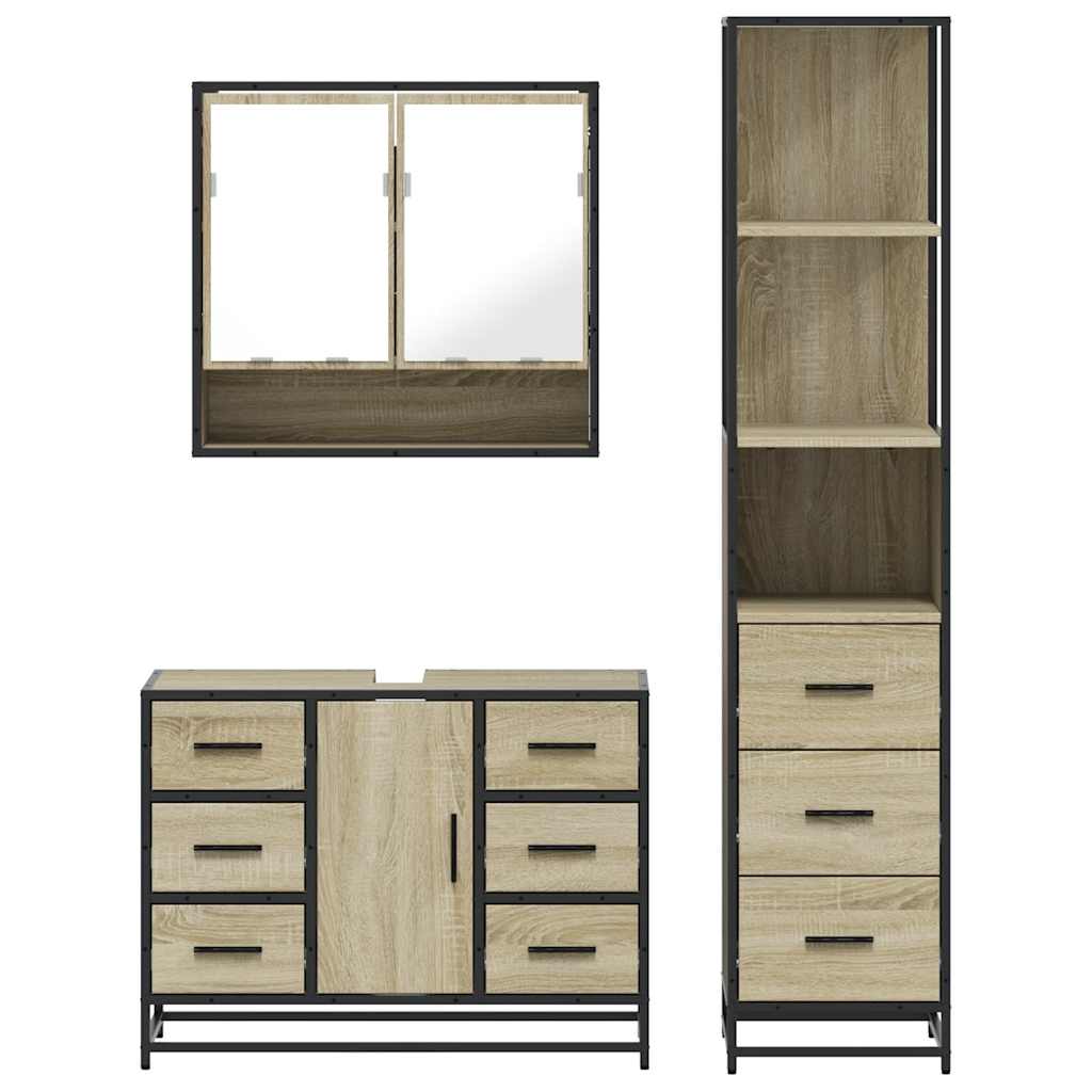 Ensemble de meubles de salle de bain 3 pcs chêne sonoma
