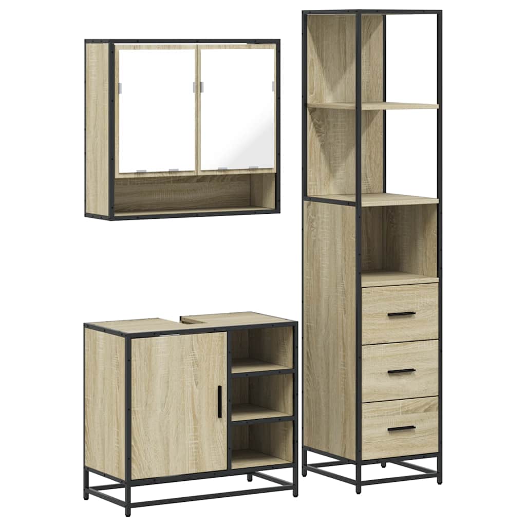 Ensemble de meubles de salle de bain 3 pcs chêne sonoma