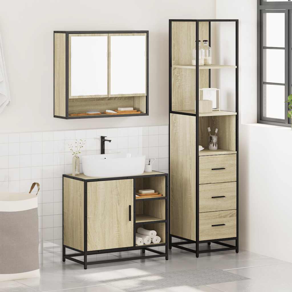 Ensemble de meubles de salle de bain 3 pcs chêne sonoma