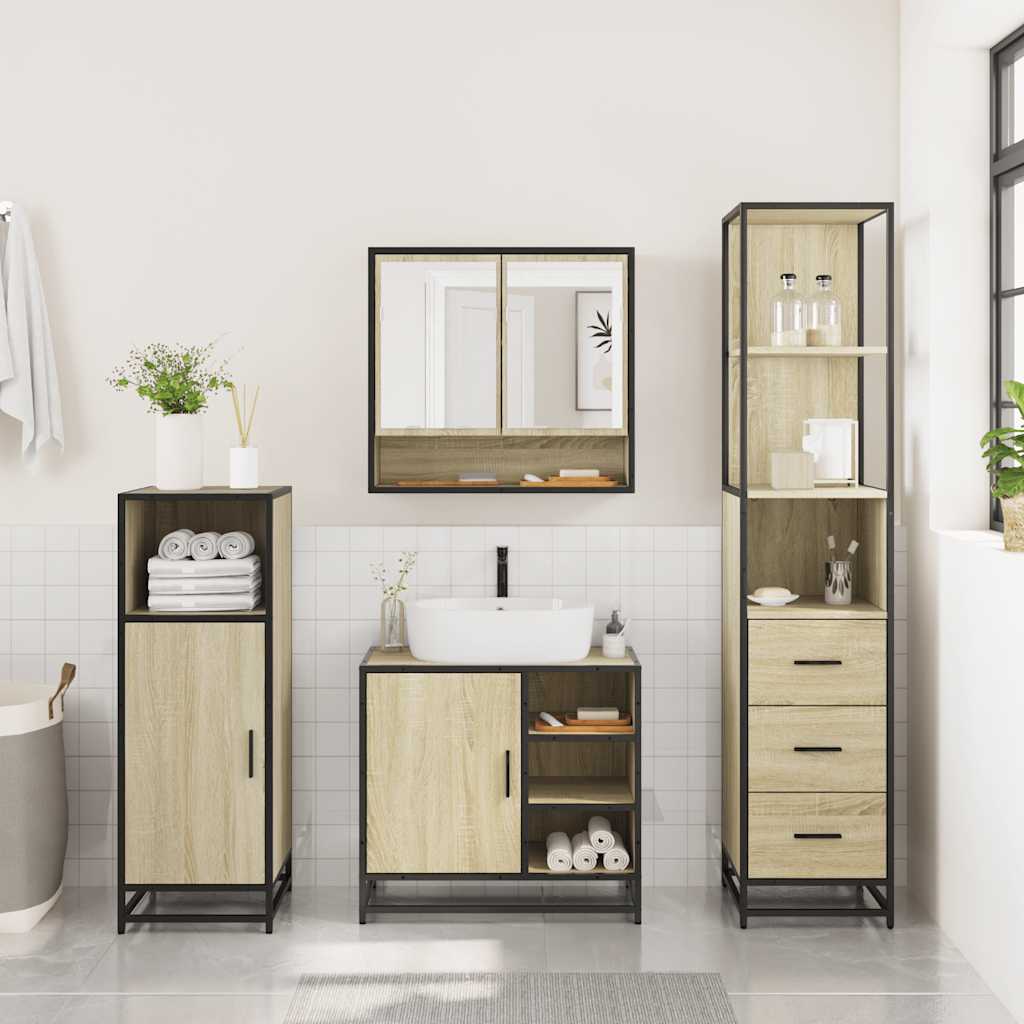 Ensemble de meubles de salle de bain 3 pcs chêne sonoma