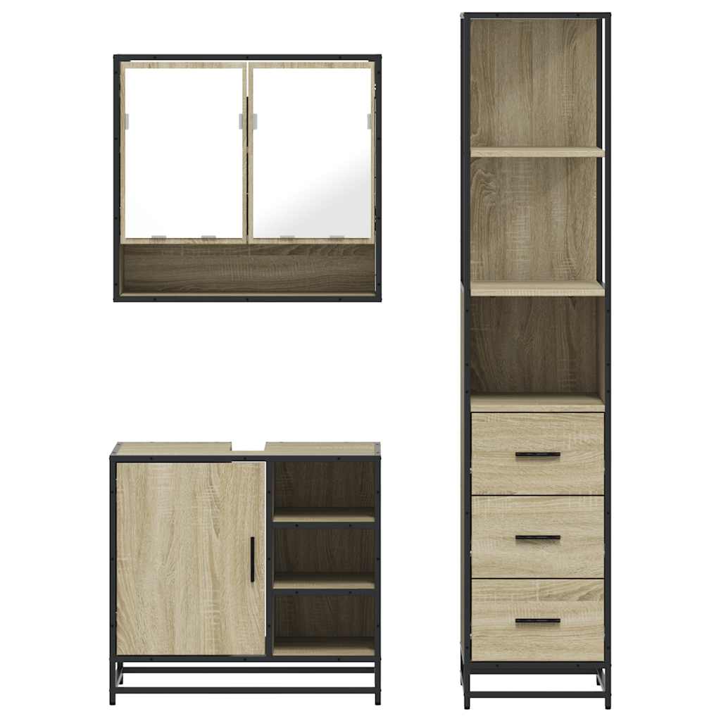 Ensemble de meubles de salle de bain 3 pcs chêne sonoma