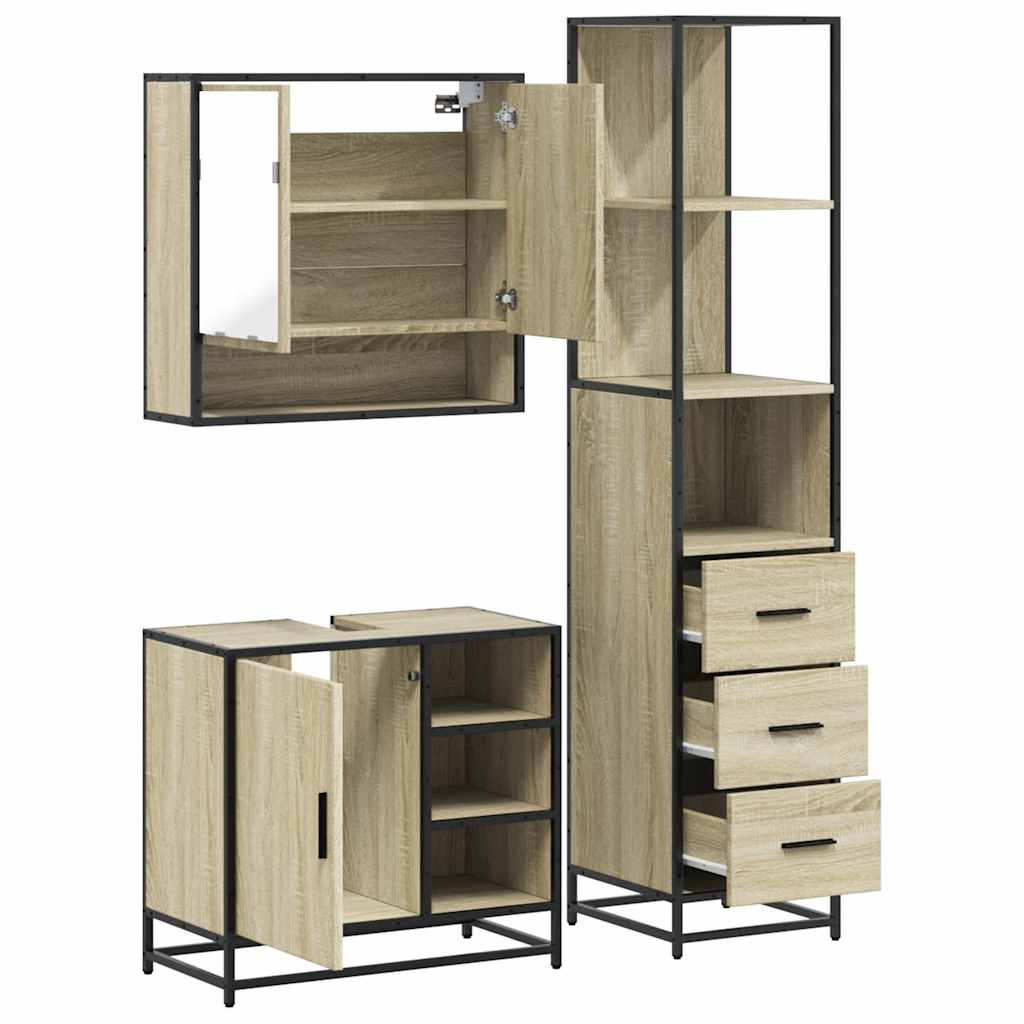 Ensemble de meubles de salle de bain 3 pcs chêne sonoma