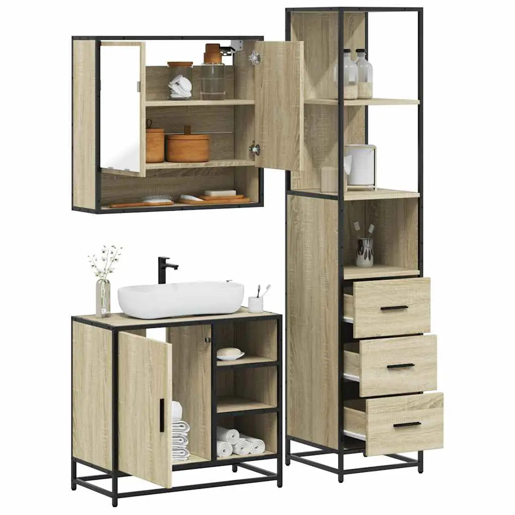 Ensemble de meubles de salle de bain 3 pcs chêne sonoma - XIOS