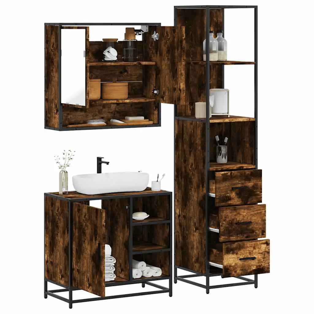 Ensemble de meubles de salle de bain 3 pcs Chêne fumé - XIOS