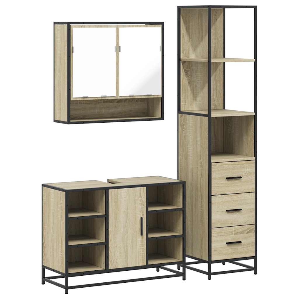 Ensemble de meubles de salle de bain 3 pcs chêne sonoma