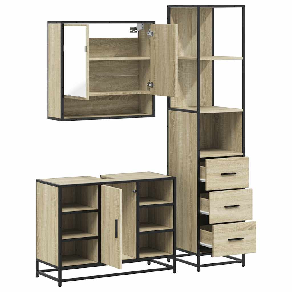 Ensemble de meubles de salle de bain 3 pcs chêne sonoma