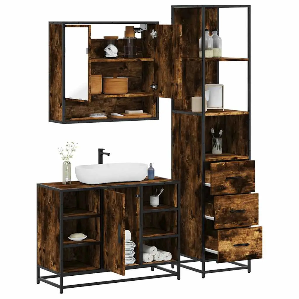 Ensemble de meubles de salle de bain 3 pcs chêne fumé - XIOS