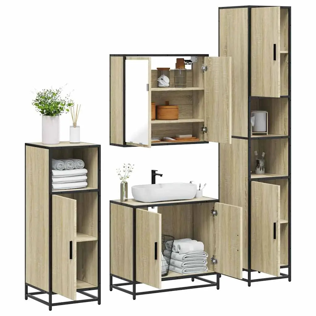Ensemble de meubles de salle de bain 4 pcs chêne sonoma - XIOS