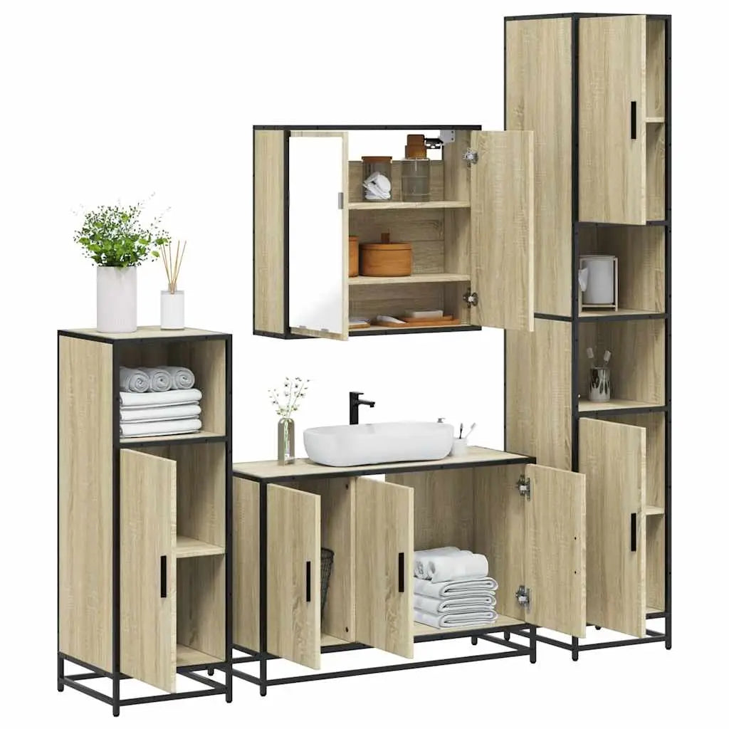 Ensemble de meubles de salle de bain 4 pcs chêne sonoma - XIOS