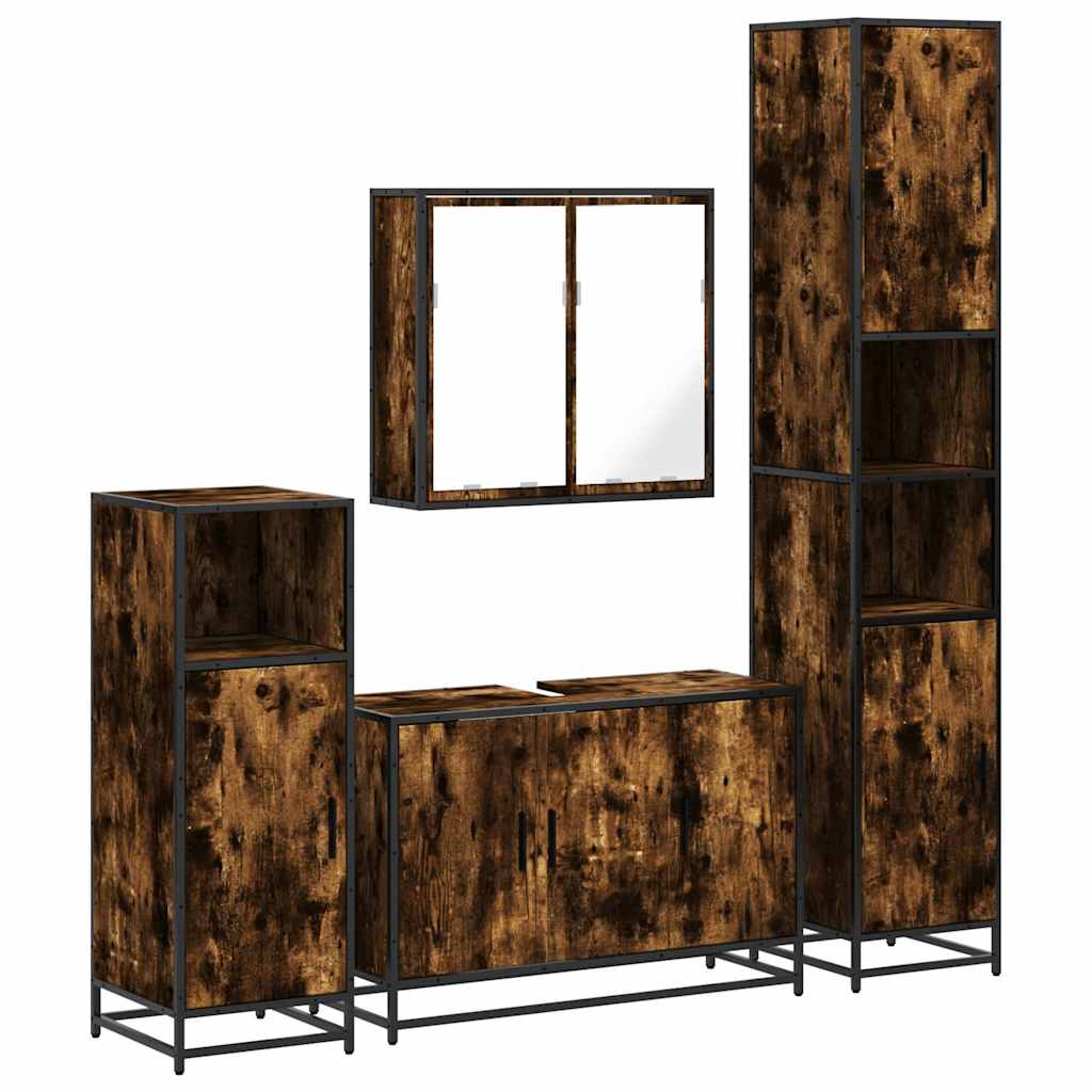 Ensemble meubles salle de bain 4 pcs chêne fumé bois ingénierie
