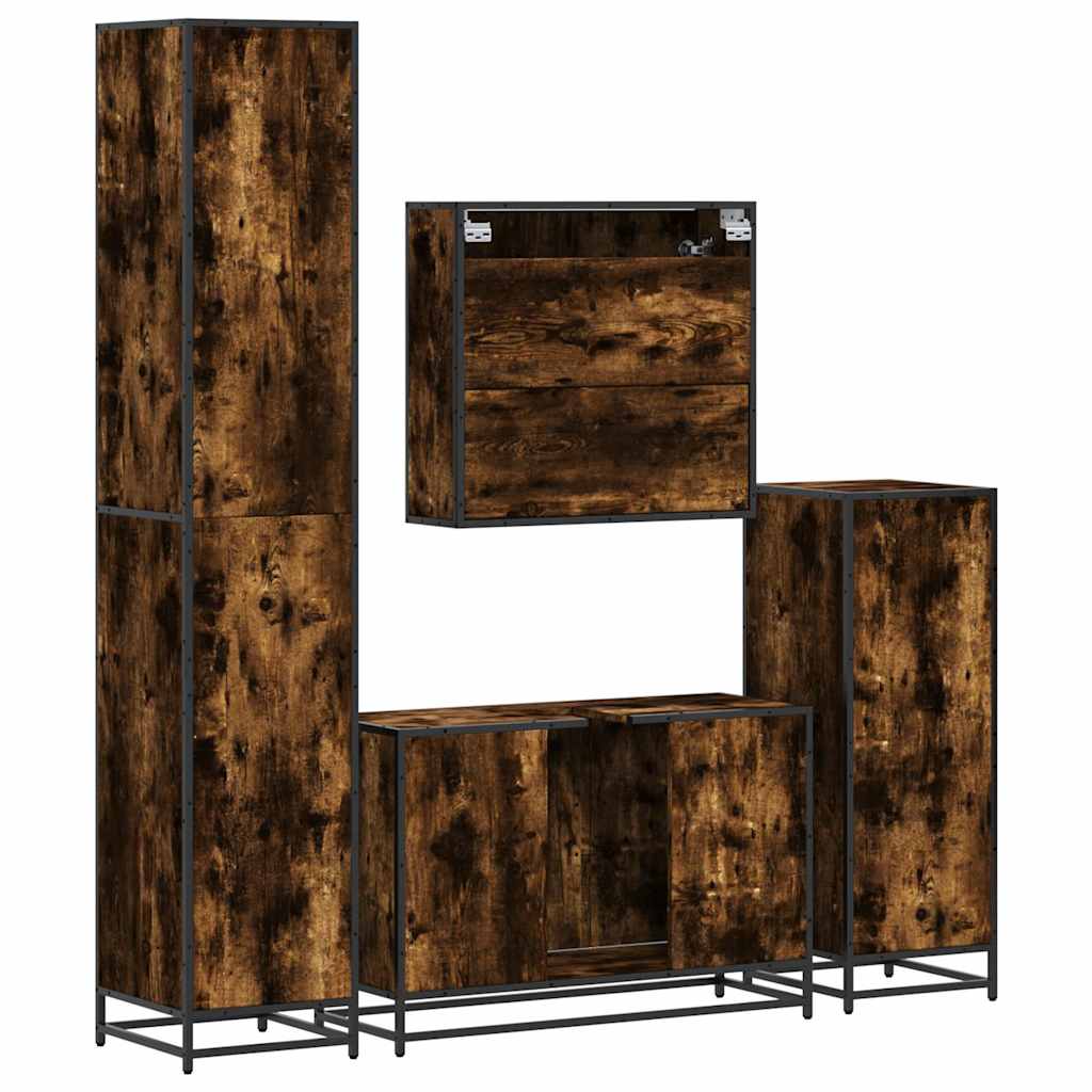 Ensemble meubles salle de bain 4 pcs chêne fumé bois ingénierie
