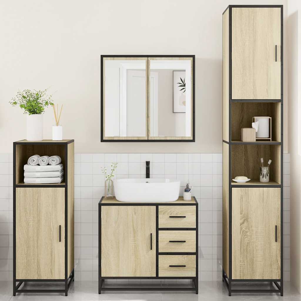Ensemble de meubles de salle de bain 4 pcs chêne sonoma