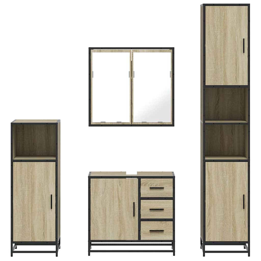 Ensemble de meubles de salle de bain 4 pcs chêne sonoma
